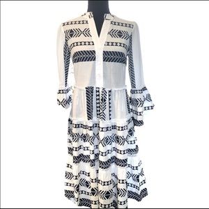 Attic Salt 100% Cotton Dress Black & White Aztec Design Size Small- NWT